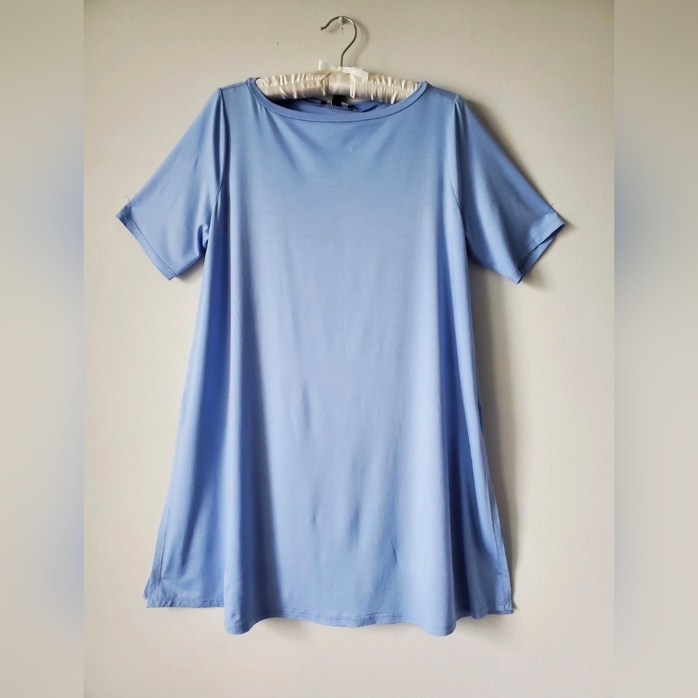 Eileen Fisher Women's Tunic/Dress Knit Boat Neck Side Splits In Lavender Sz S/P